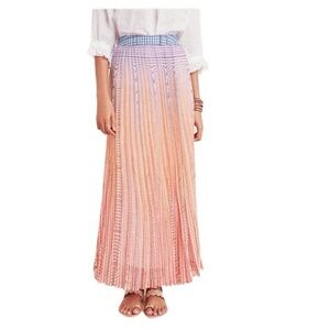 Anthropologie Pleated Ombre Geisha Designs Maxi Skirt